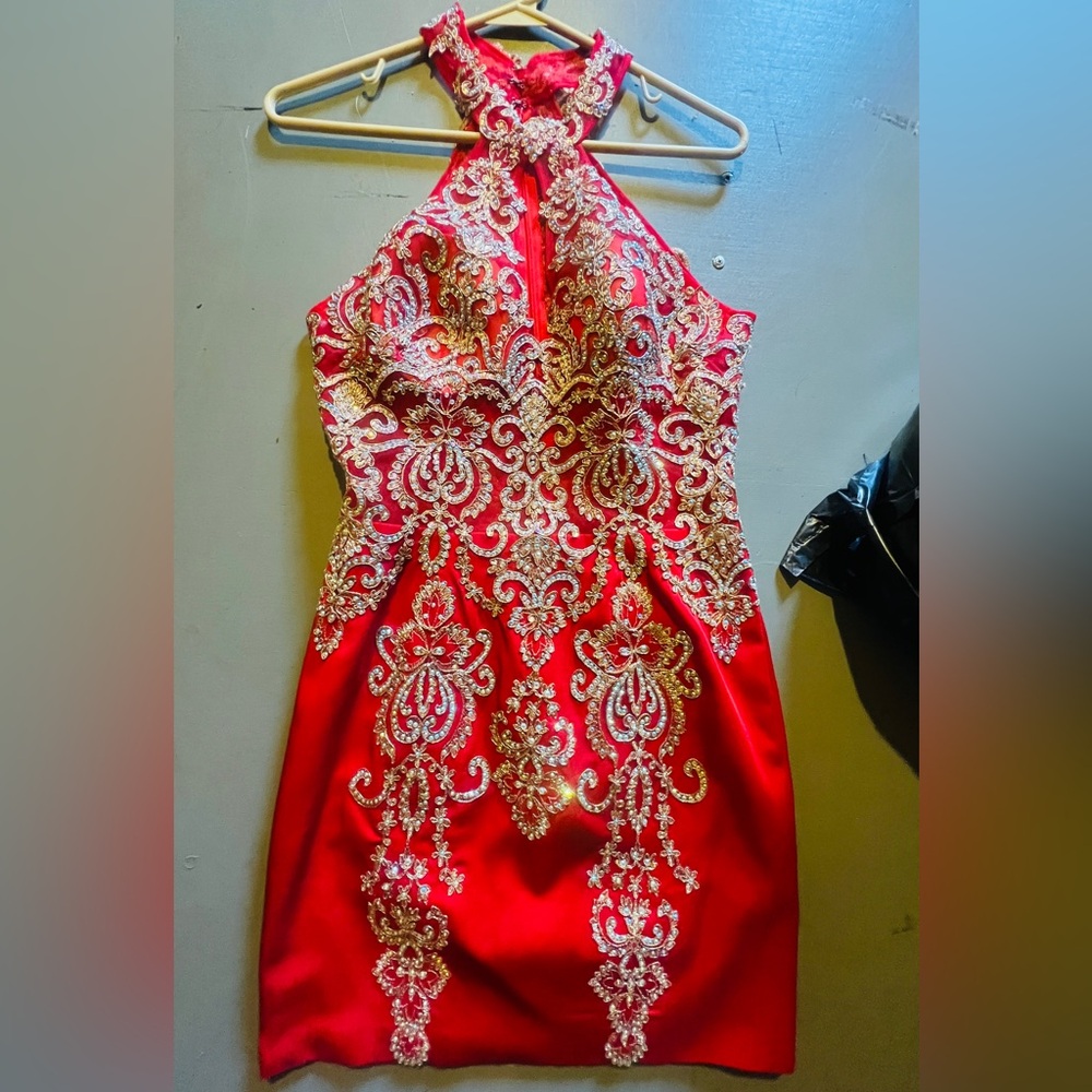 Jovani red gown with exquisite beading and details!